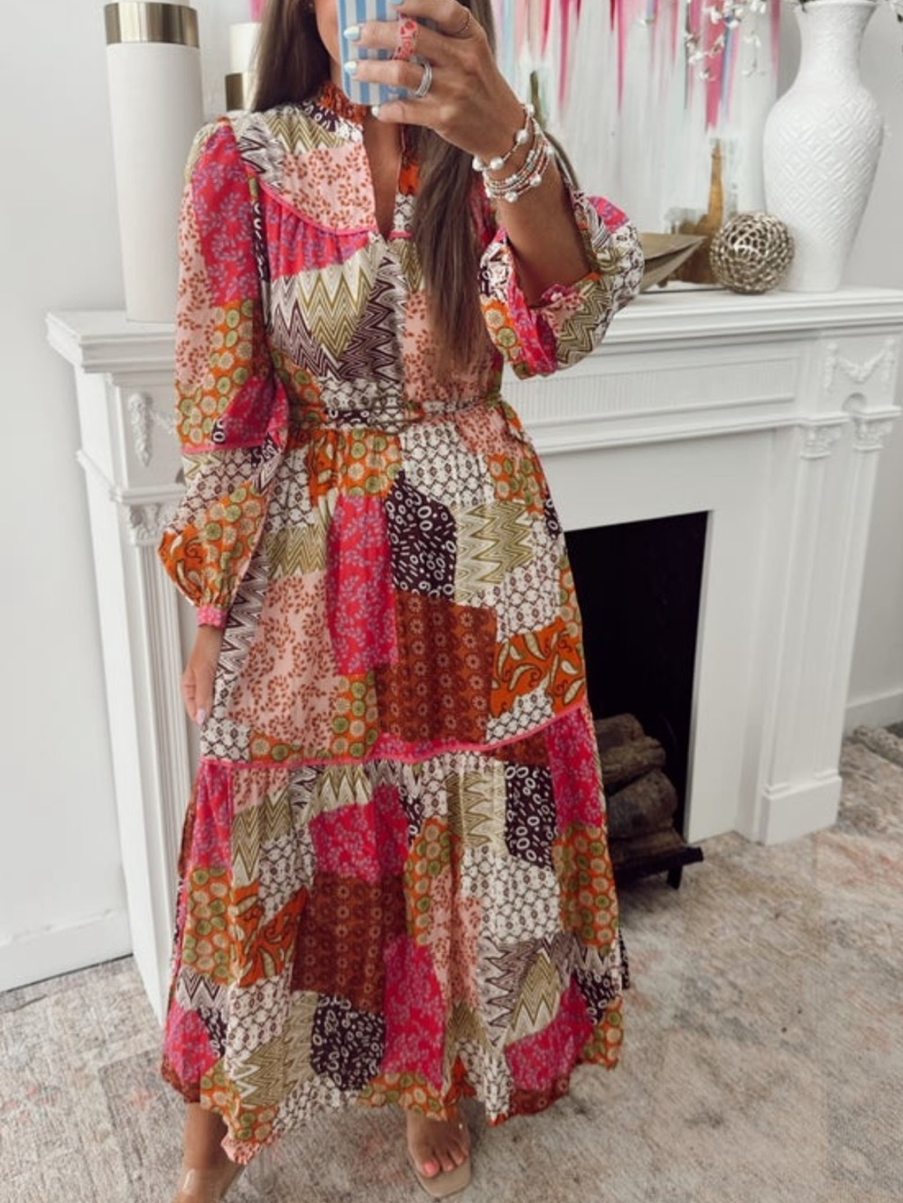 Fate: Happy For You Fuchsia Pink Patchwork Midi Dress